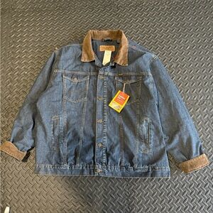 Wrangler Blue Denim Jacket with Tan Collar